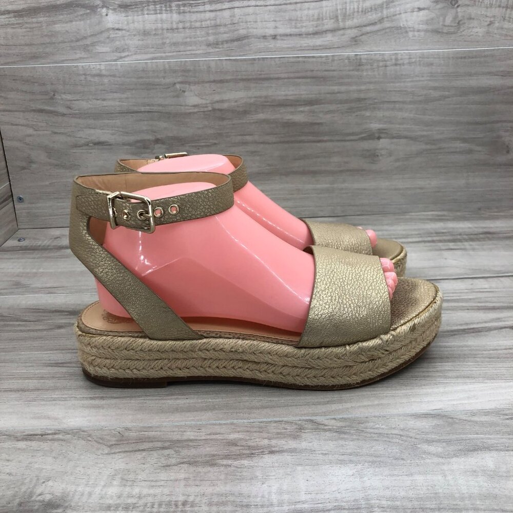 Vince Camuto Sandals Women's 9.5 Leather Platform Espadrille Buckle Strap Shoes